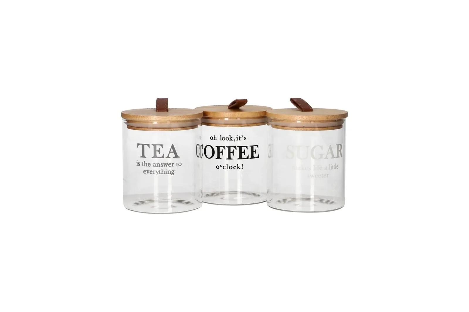 Glass Canister Set with Oak Wood Lids 3 Pcs 750 ml