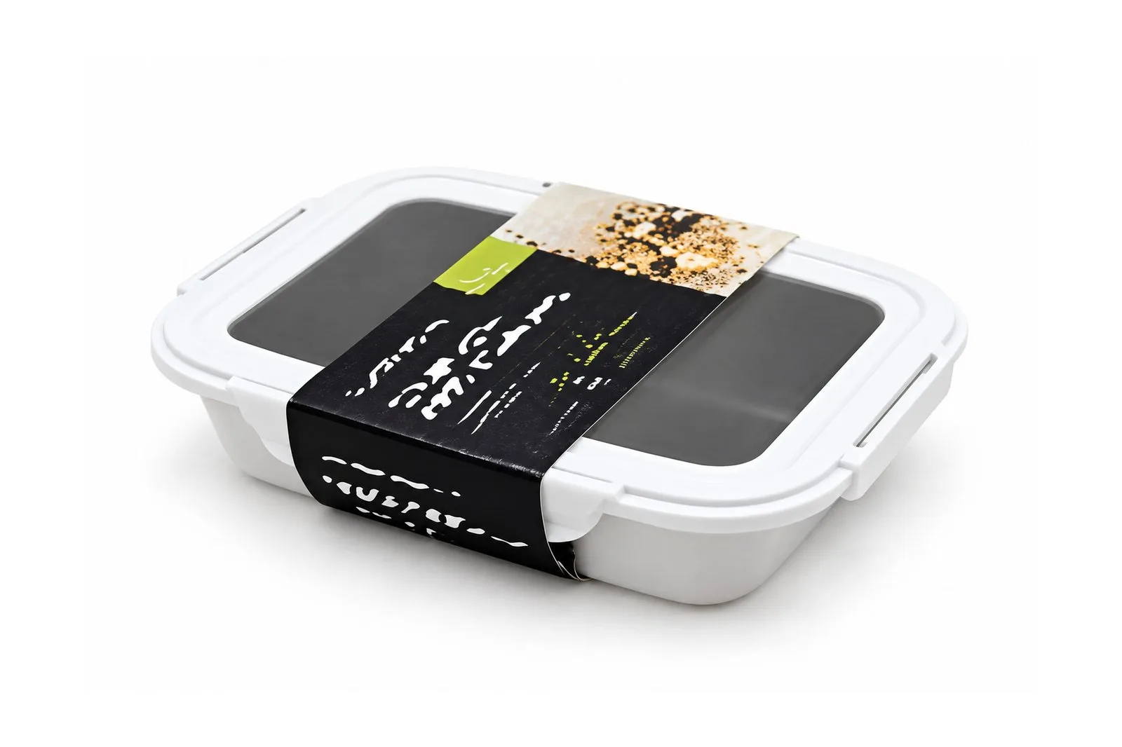 Stainless Steel 304 Food Container 1.2 L Glass Lid – White Rectangular