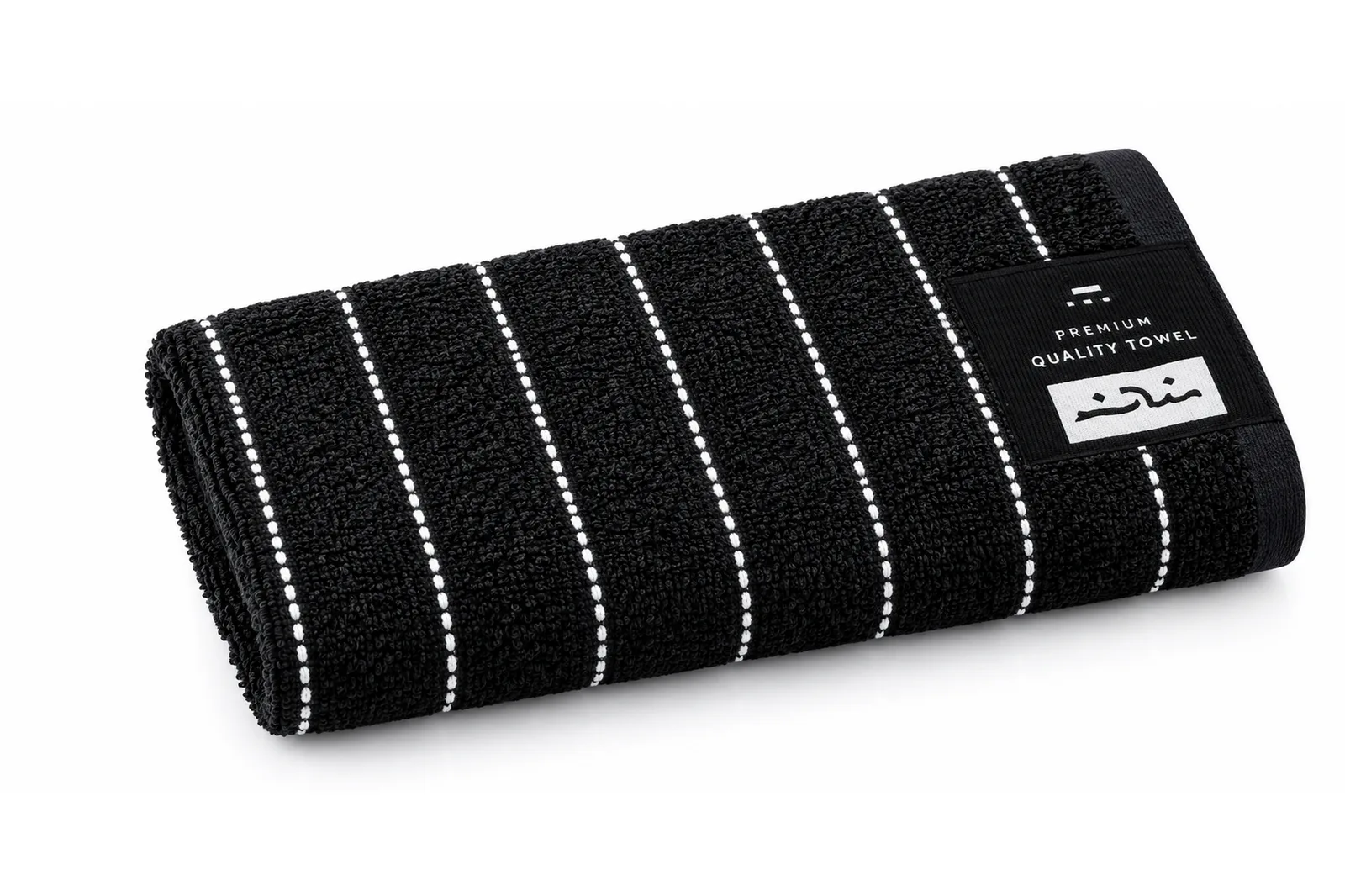 100% Cotton Face Towel 40×70 cm – Dark Grey Striped