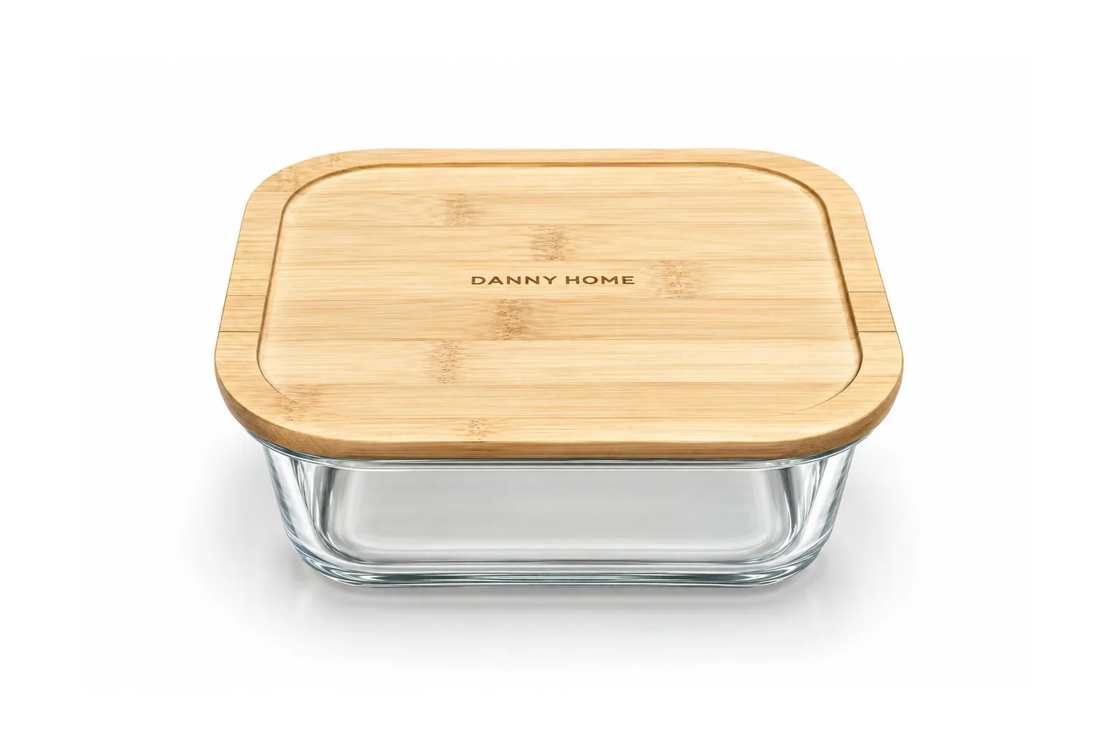 Square Glass Food Container with Bamboo Lid 1.2 L