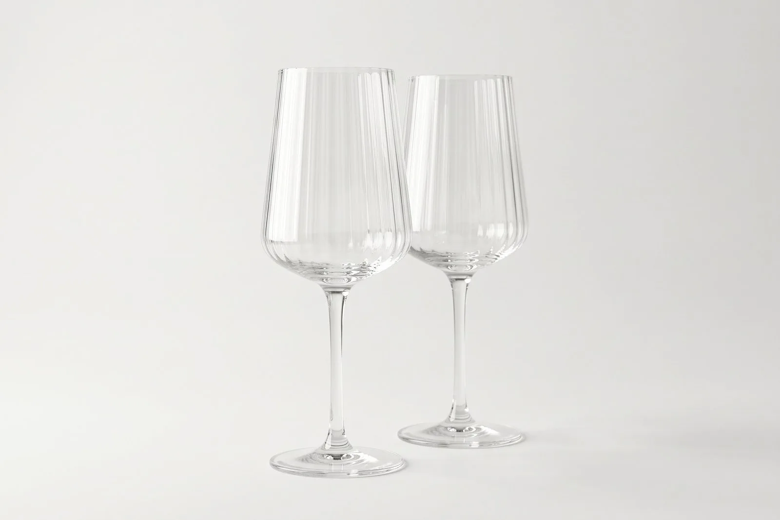 Stemmed Glass Set 2 pcs 390 ml – Ribbed Clear