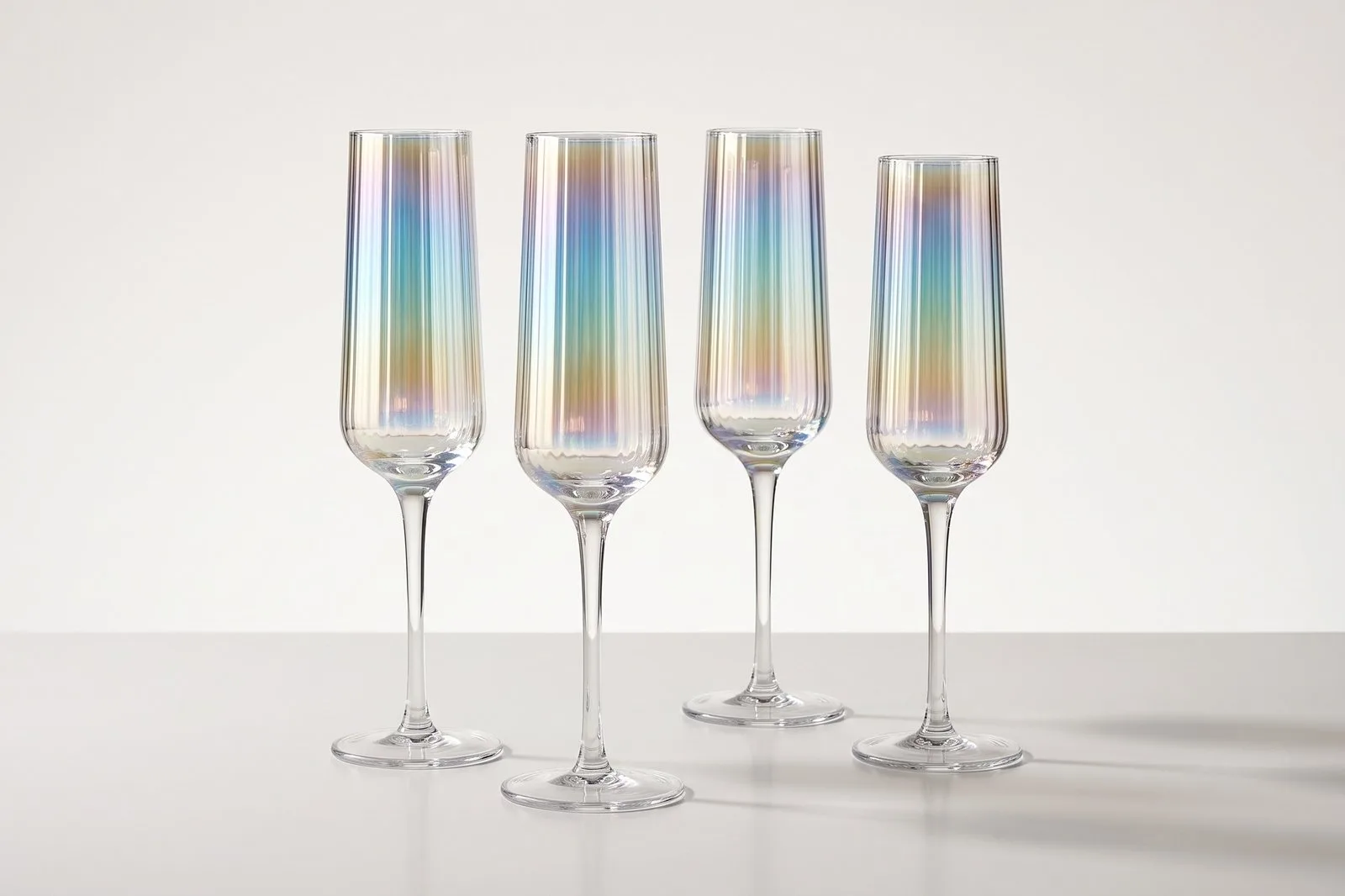 Flute Glass Set 4 Pcs 300 ml – Iridescent Slim
