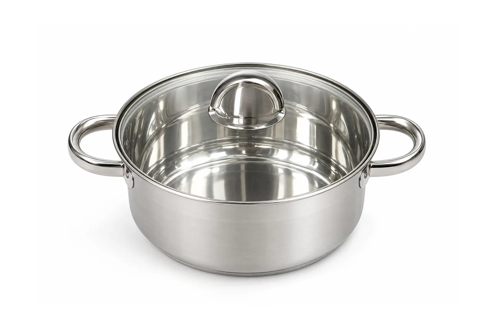 Stainless Steel Premium Polished Casserole with Glass Lid 18 cm – 2.7 L