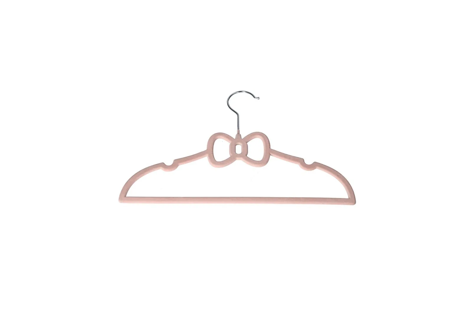 Kids Velvet Clothes Hangers Bow Design Pink 10 Pcs