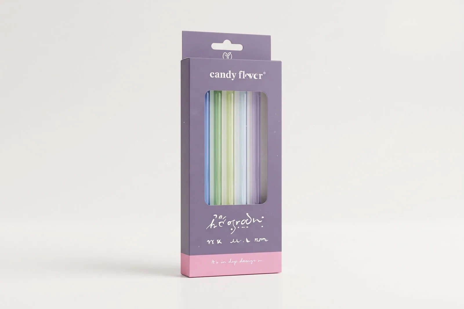 Reusable Glass Straws Set 5 pcs – Pastel Colors