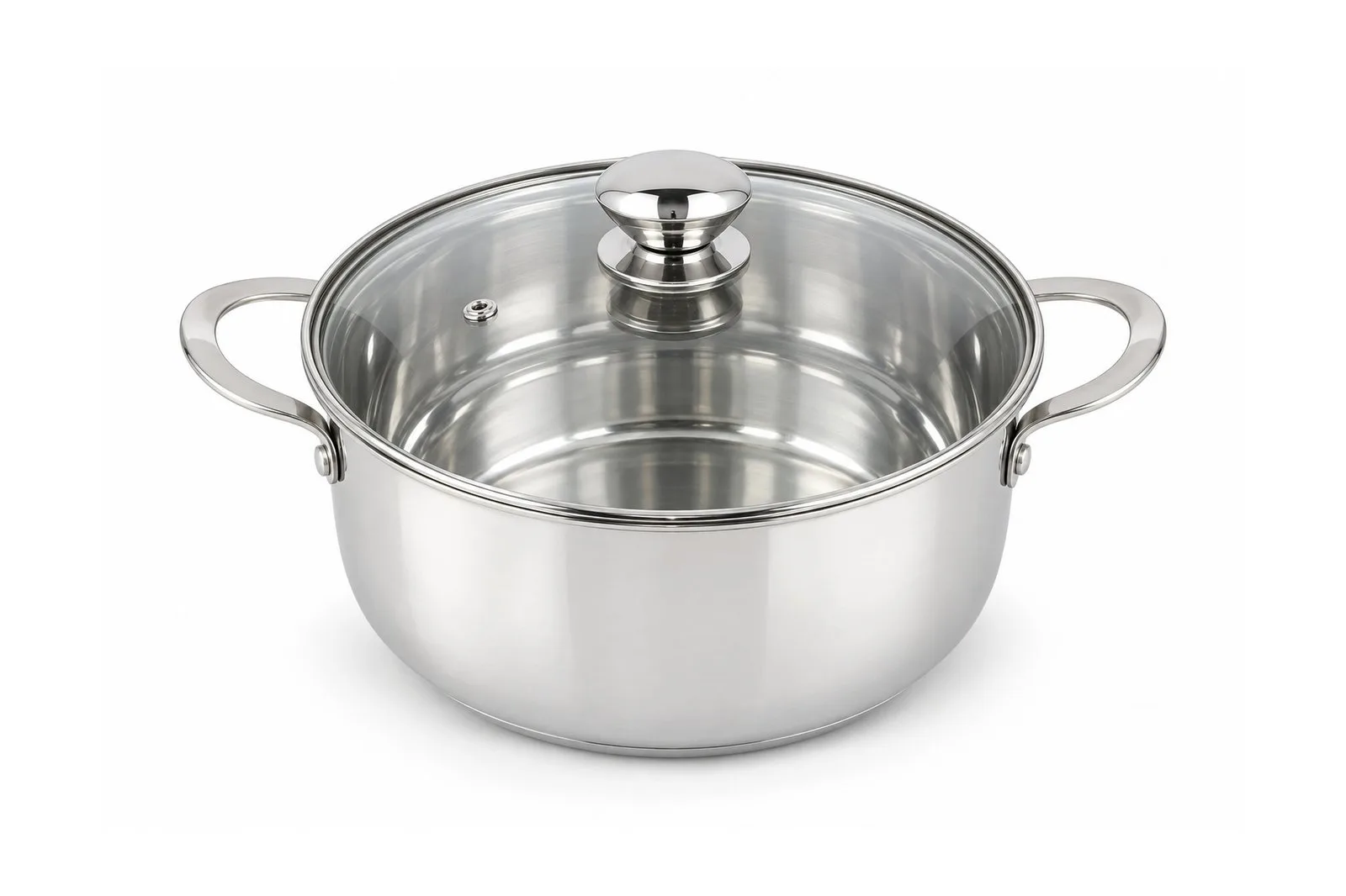 Stainless Steel Casserole with Glass Lid 20 cm – 3.4 L