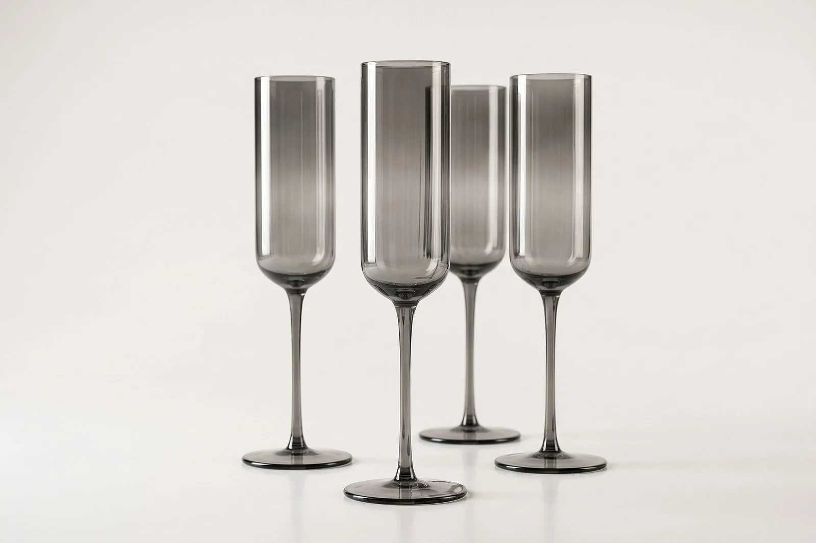 Flute Glass Set 4 Pcs 200 ml – Smoky Grey