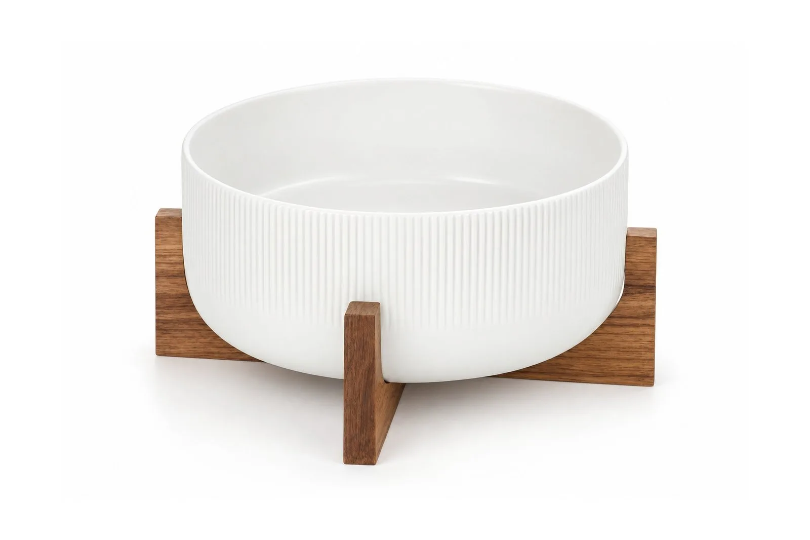 Porcelain Salad Bowl 2.7 L with Wooden Stand