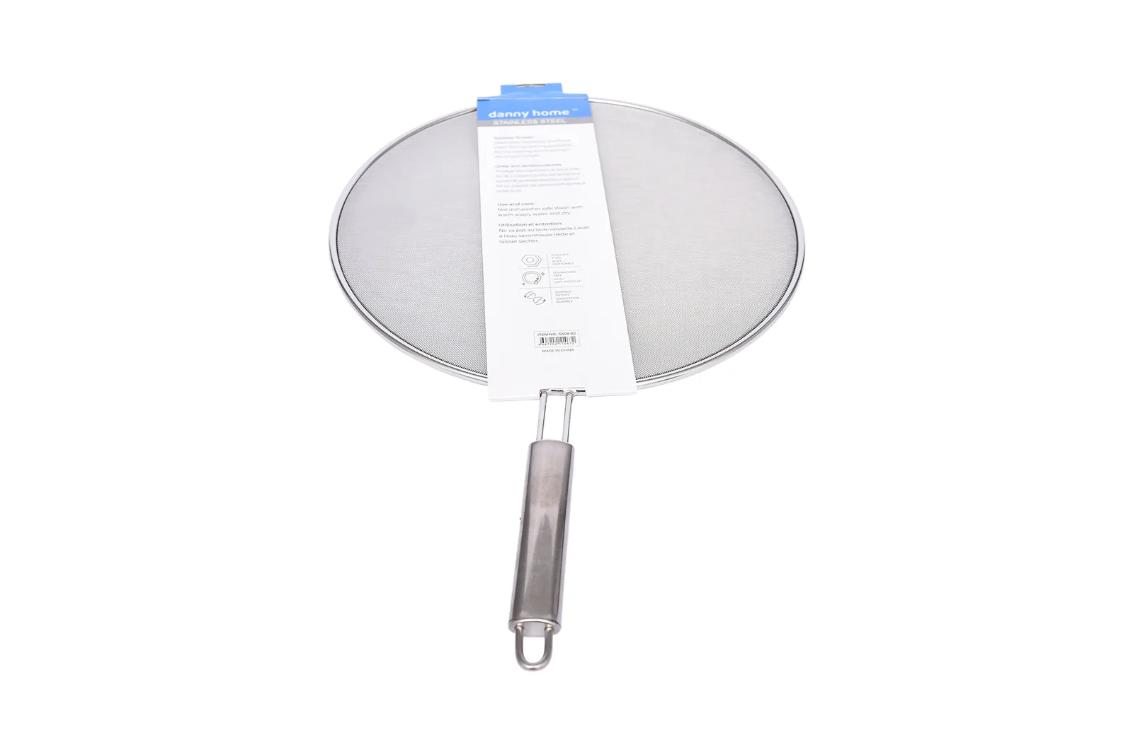 30 cm Stainless Steel Splatter Guard with Oval Handle