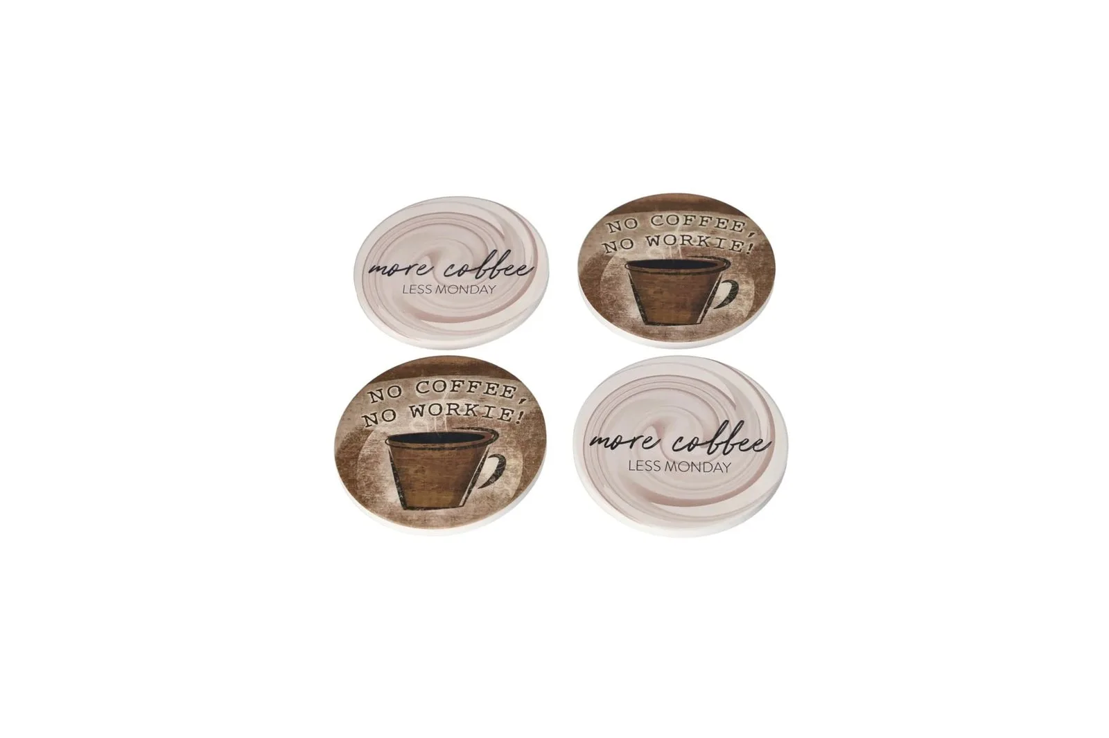 Porcelain Printed Coasters Set with Holder 4 Pcs