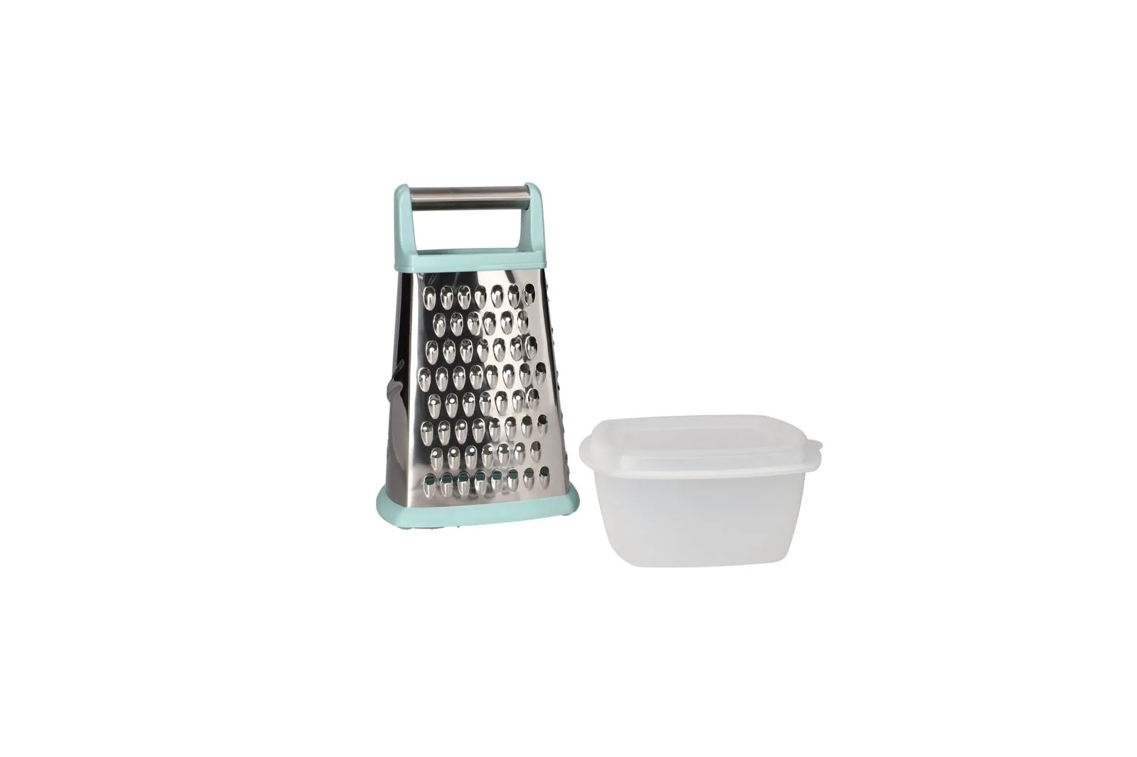 4 Sided Stainless Steel Grater with Storage Box Blue