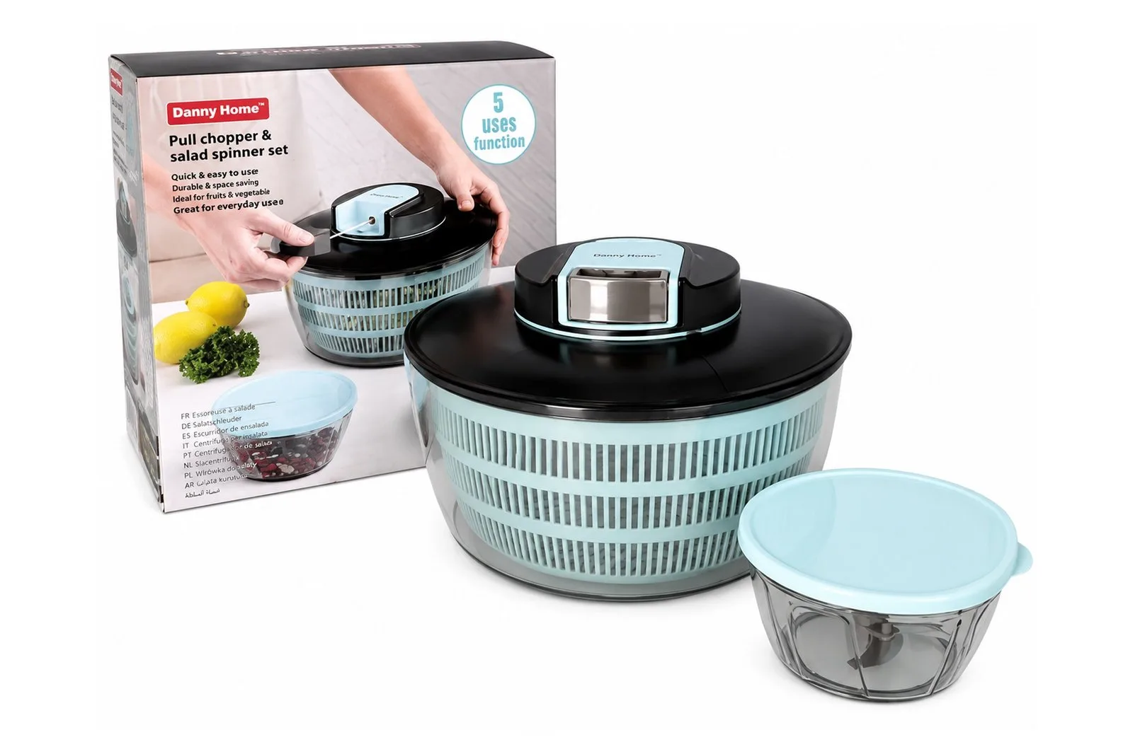 Salad Spinner 4 L with Vegetable Chopper Set – Mint Green