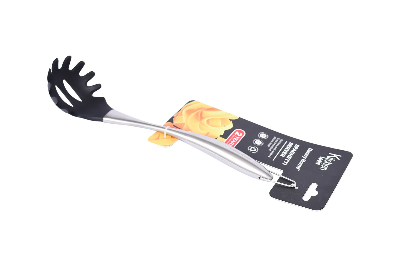 Silicone Spaghetti Server with Stainless Steel Handle 30 cm – Black