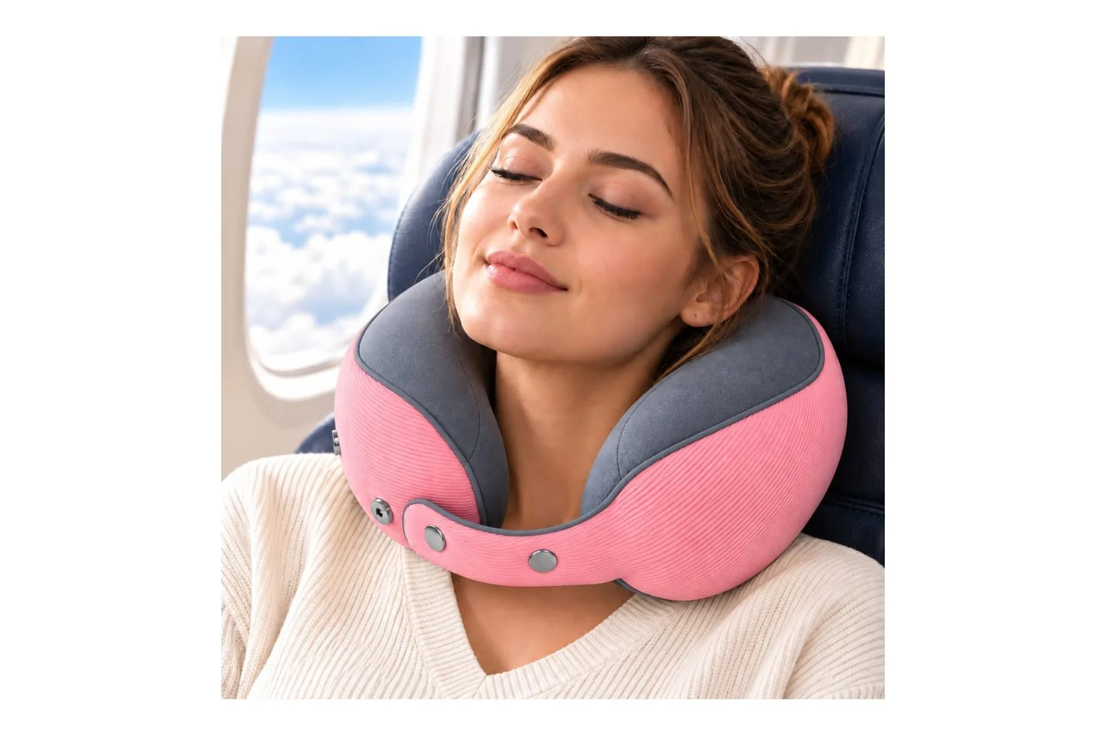 Memory Foam Travel Neck Pillow Pink