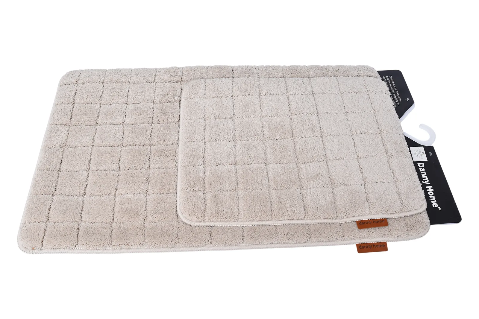 Non-Slip Mat Set 2 pcs 50 x 80 + 50 x 40 cm – Beige Grid