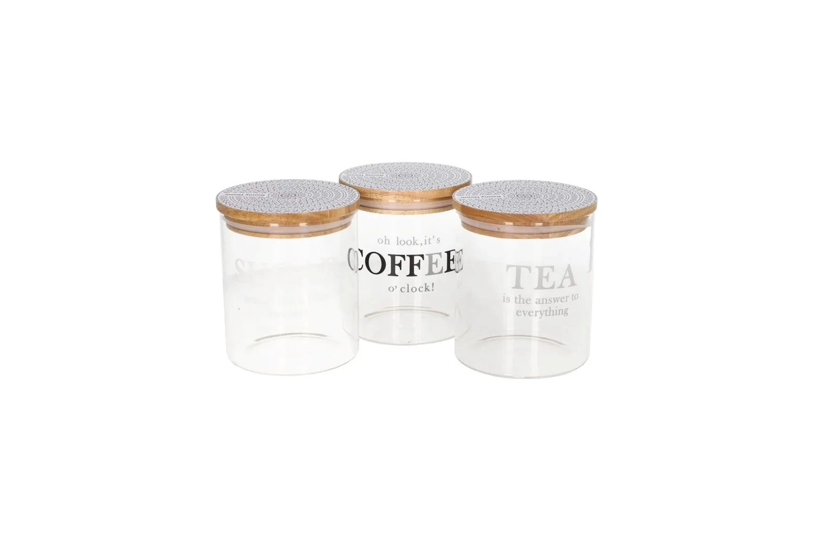 Glass Canister Set with Bamboo Lids 3 Pcs 750 ml