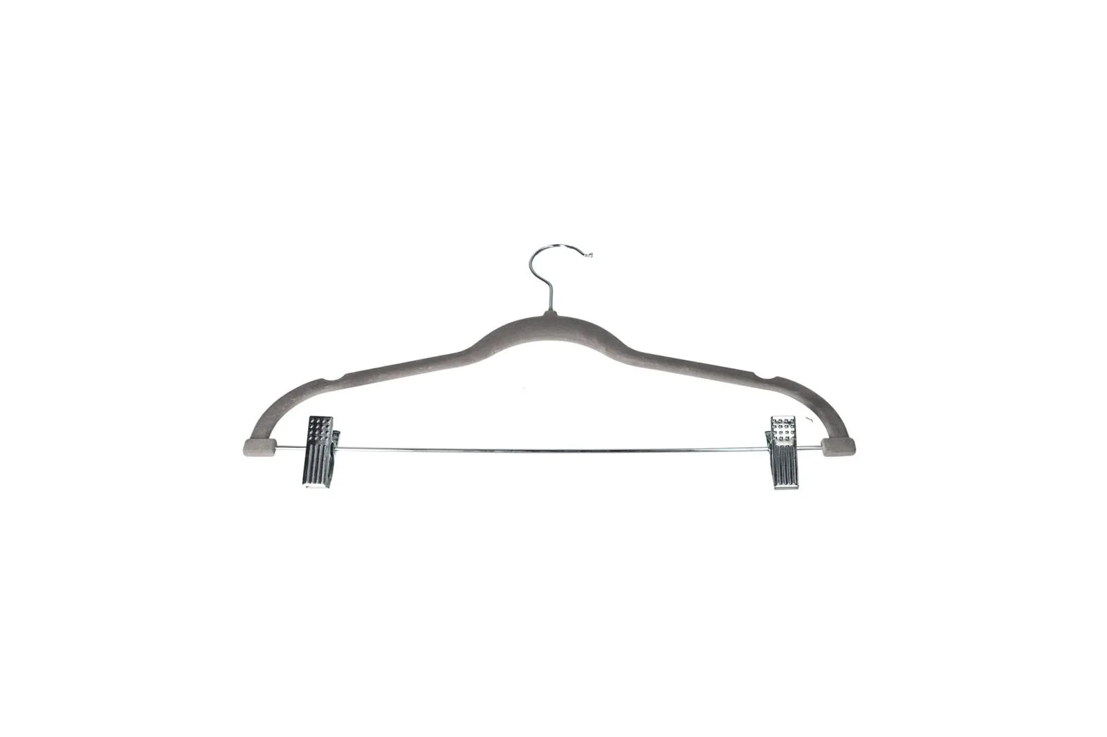 Velvet Clothes Hangers with Clips Grey 3 Pcs