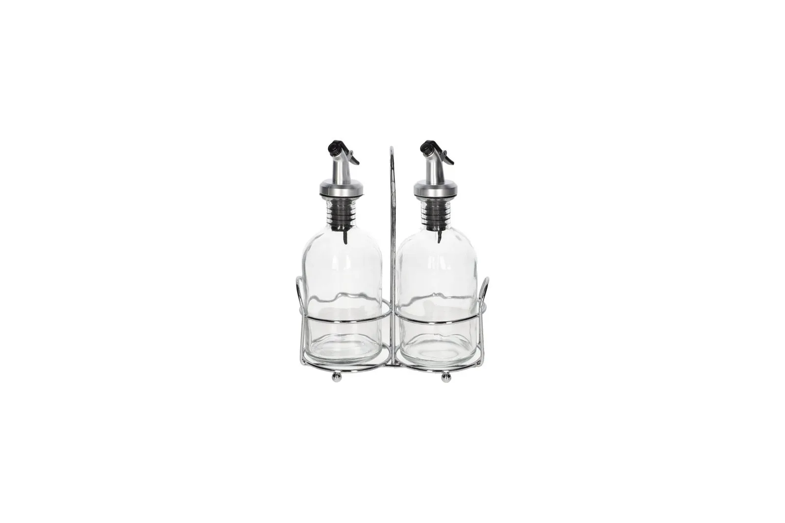 Glass Oil and Vinegar Bottles Set with Stand 260 ml