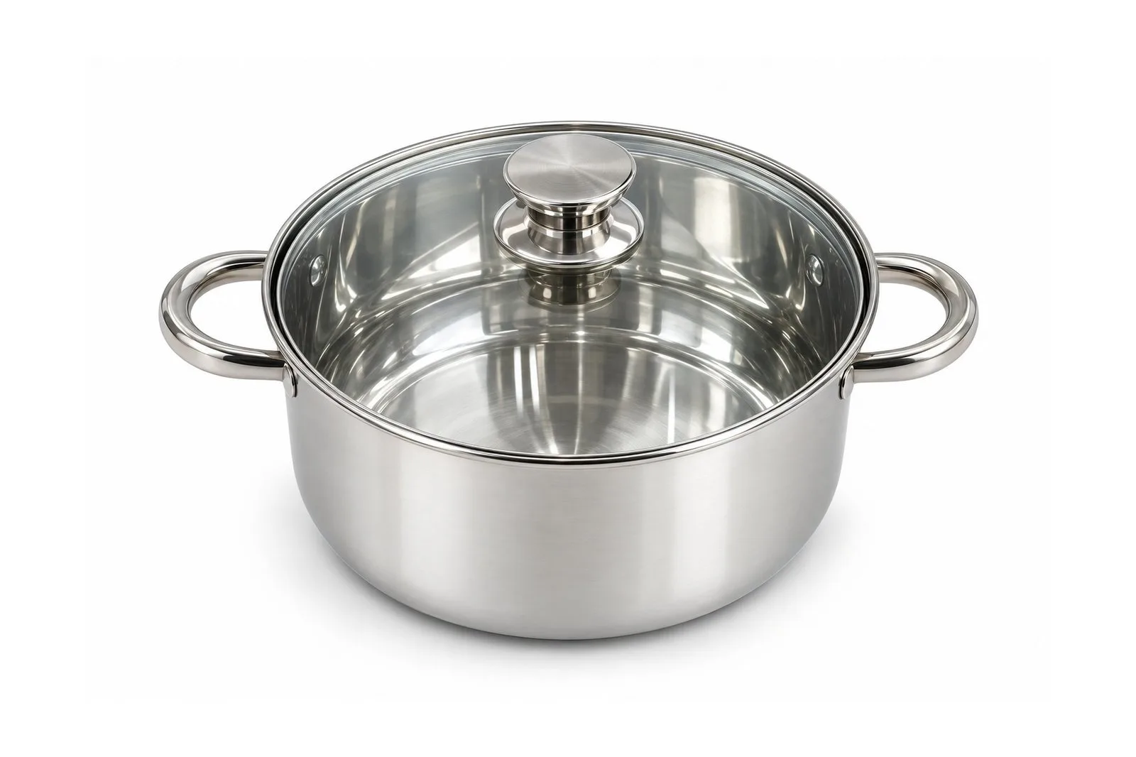 Stainless Steel Rounded Casserole with Glass Lid 18 cm – 2.7 L