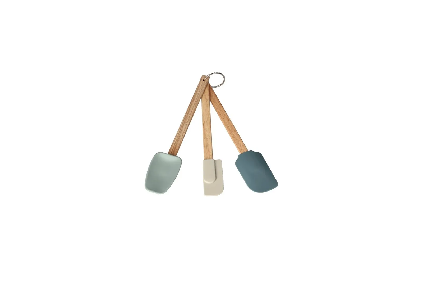 Silicone Spatula and Scraper Set with Wooden Handles 3 Pcs