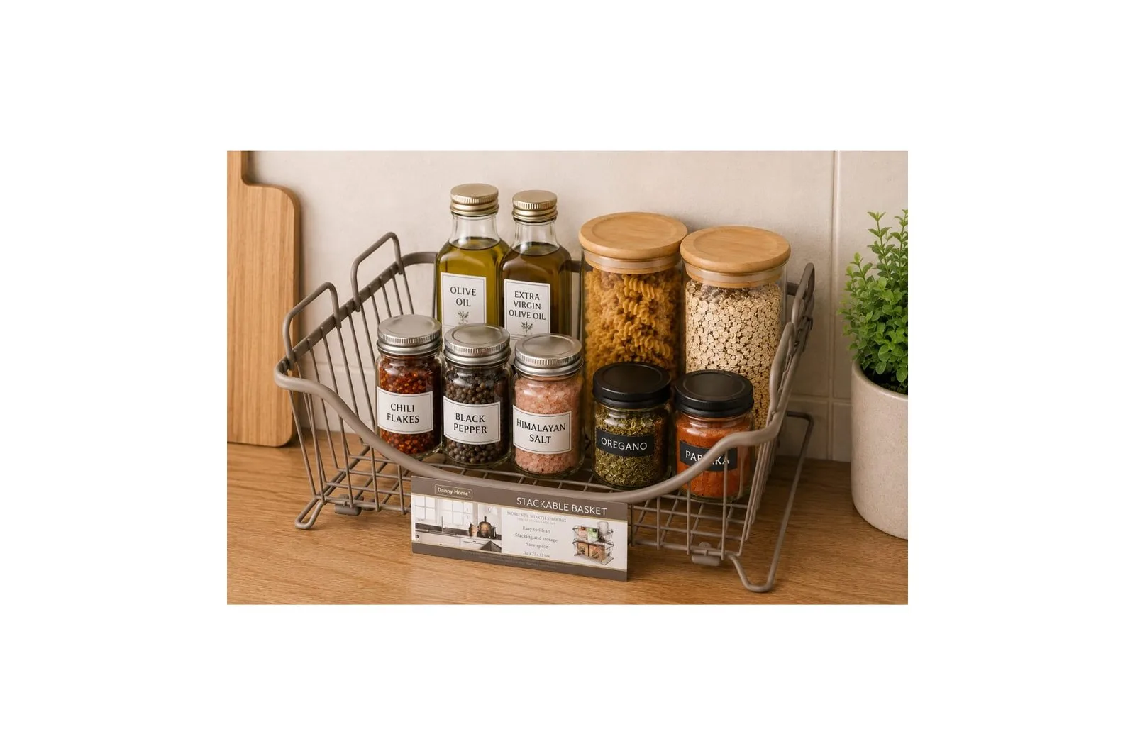 Stackable Metal Storage Basket Black