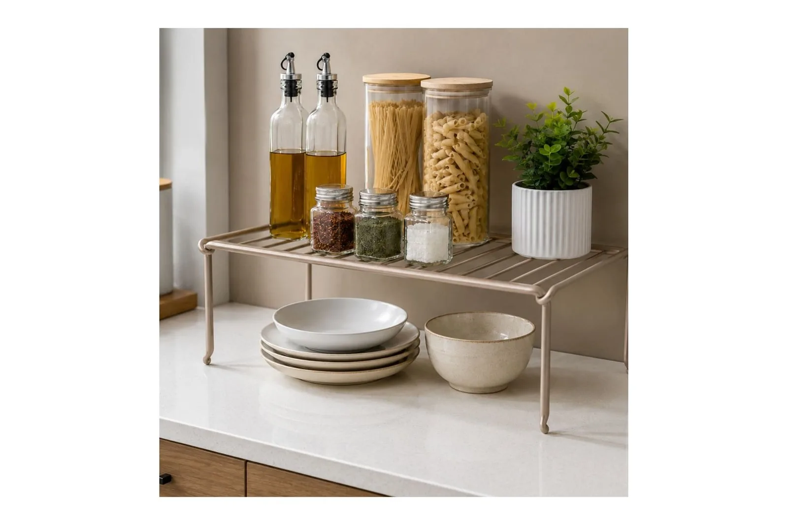Metal 2 Level Helper Shelf Silver