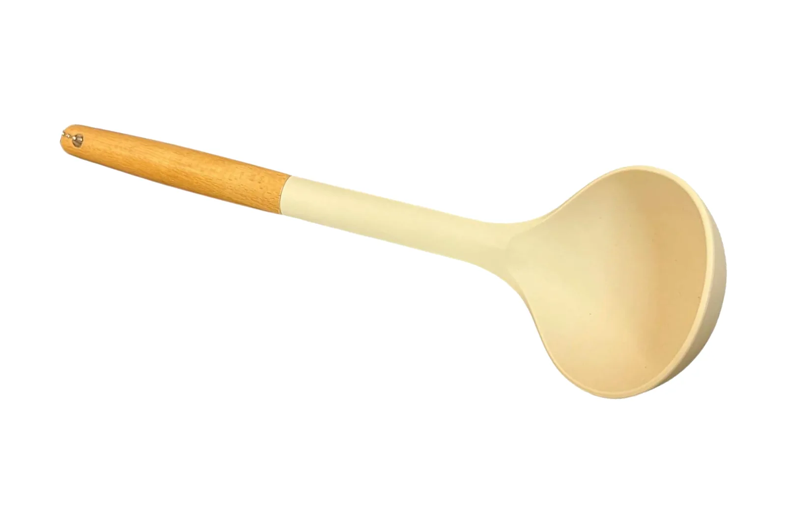 Silicone Soup Ladle with Wooden Handle 33.5 cm – White