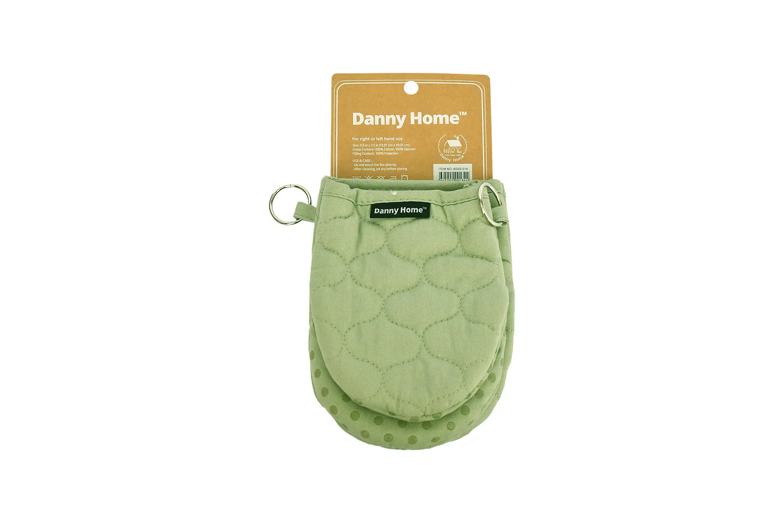 Quilted Cotton Mini Oven Mitts 2 pcs 25 cm – Mint Green