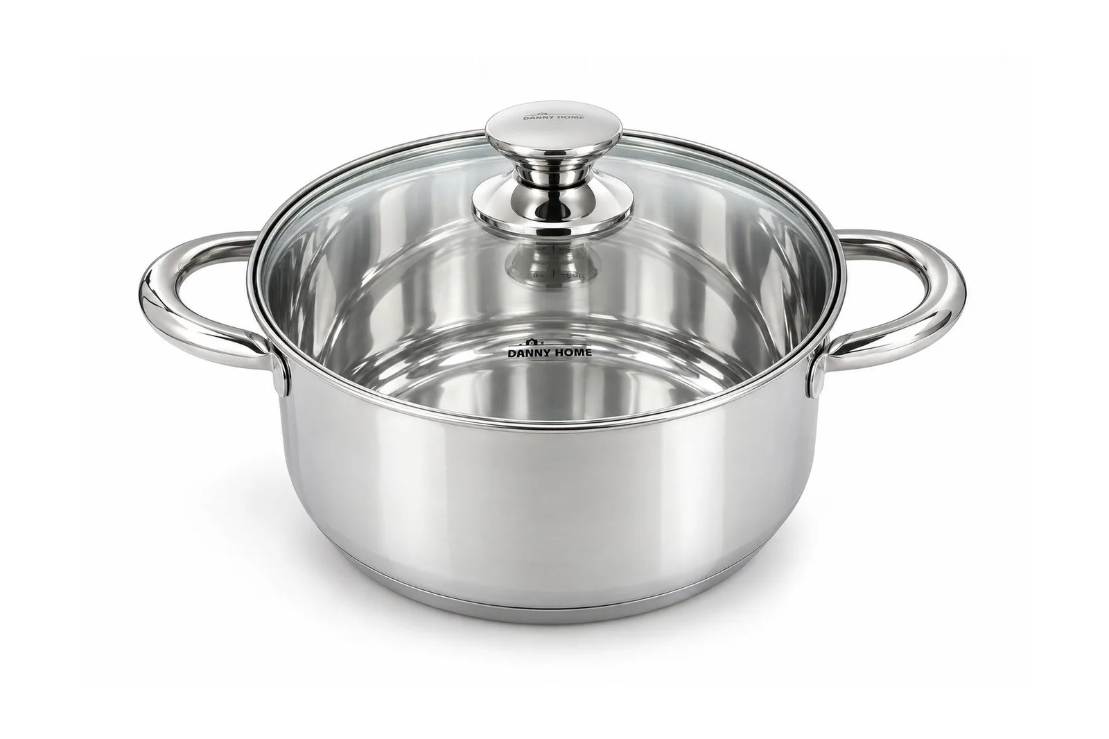 Stainless Steel Flower Knob Casserole with Glass Lid 24 cm – 5.8 L
