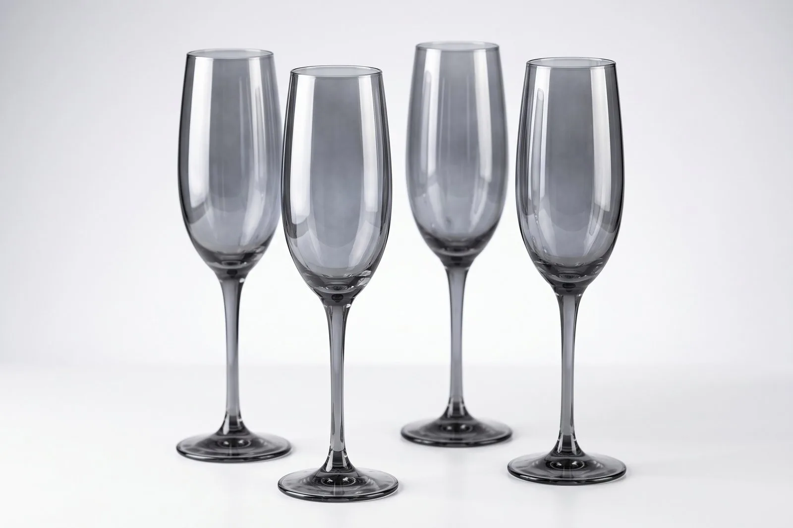 Flute Glass Set 4 Pcs 300 ml – Smoky Grey