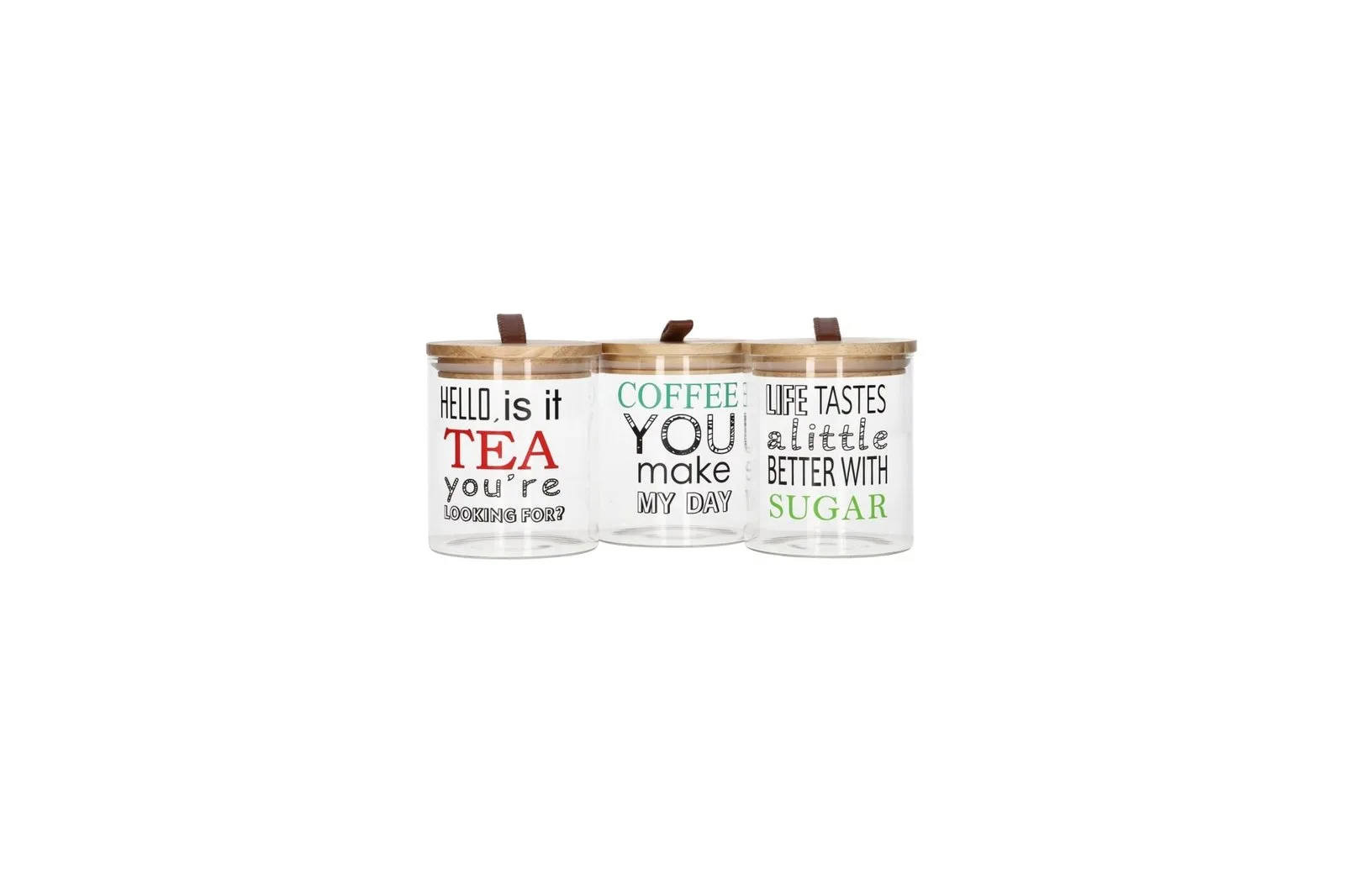 Glass Canister Set with Oak Wood Lids 3 Pcs 750 ml