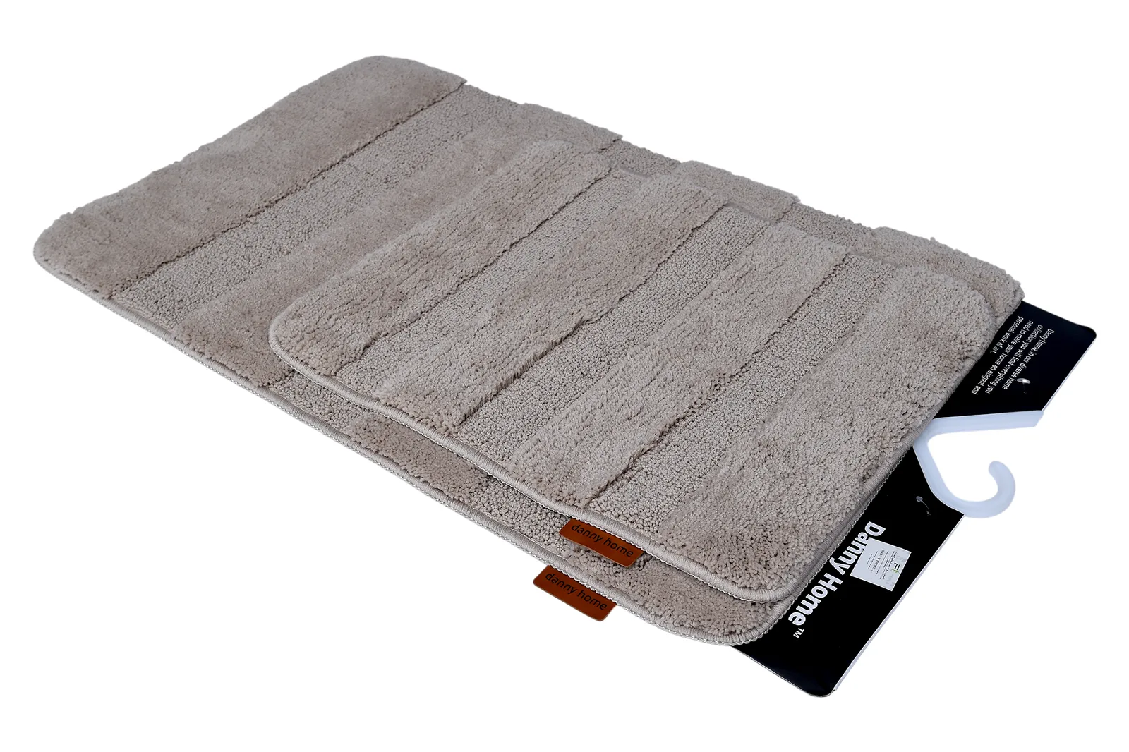 Non-Slip Mat Set 2 pcs 50 x 80 + 50 x 40 cm – Taupe Striped
