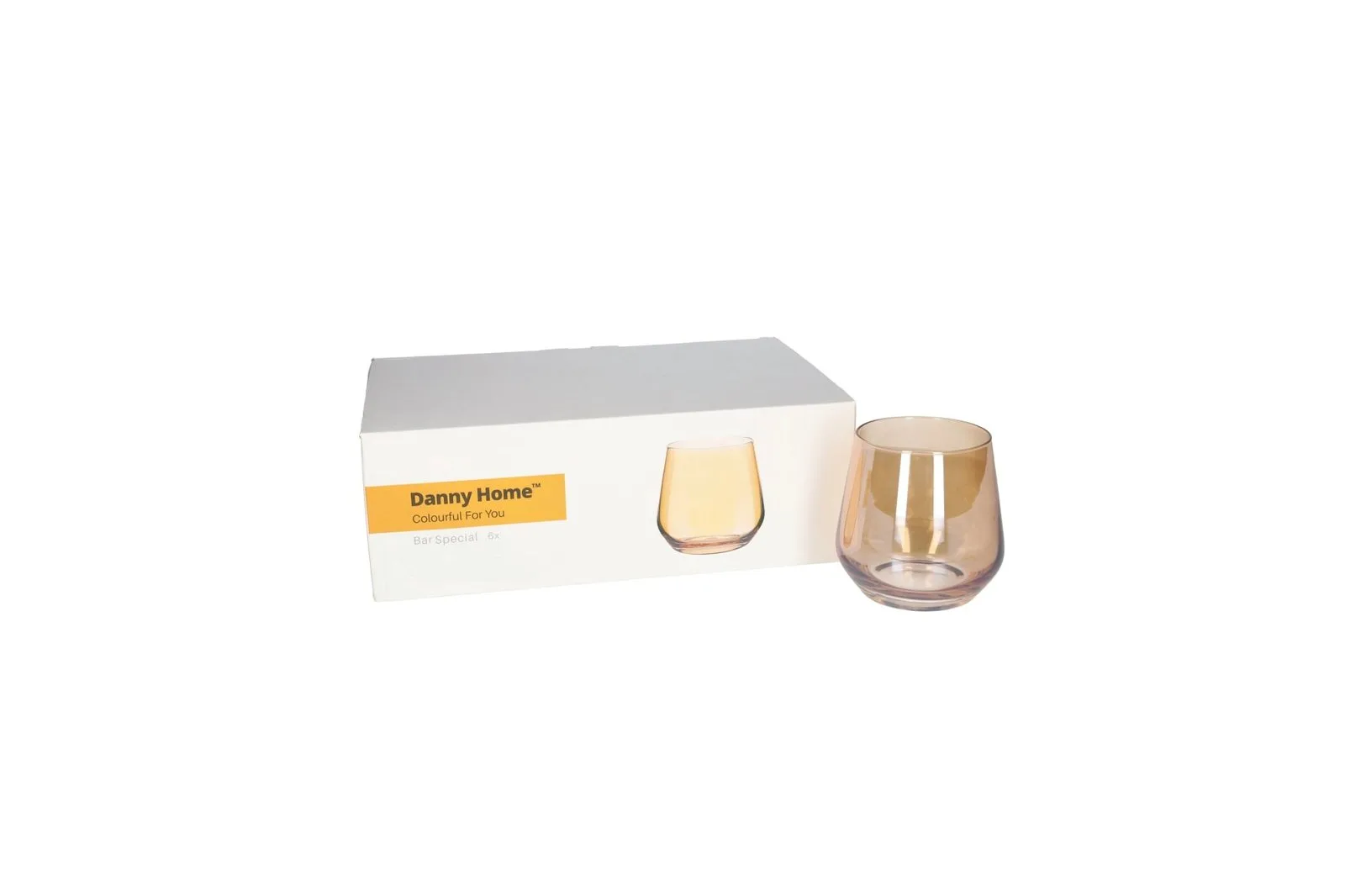 Short Glass Tumblers Set Orange 6 Pcs 420 ml