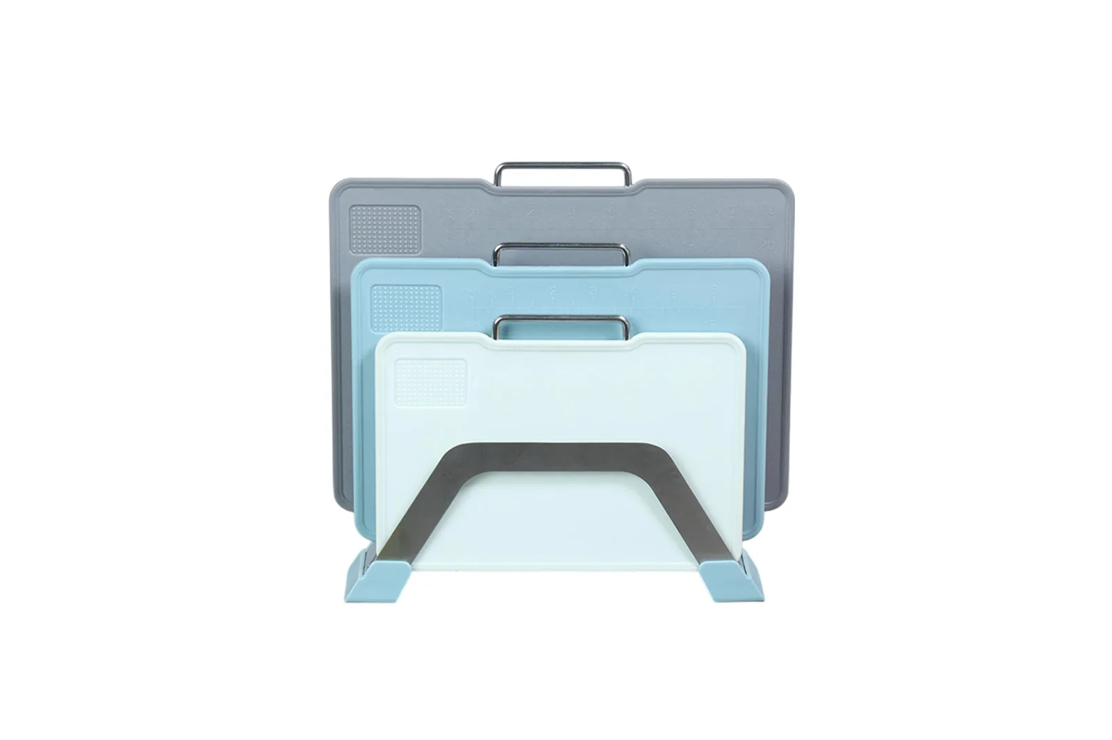 Plastic Cutting Boards Set 3 Pieces with Stand – White