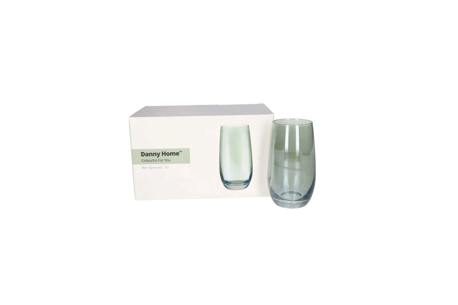 Tall Glass Tumblers Set Green 6 Pcs 410 ml