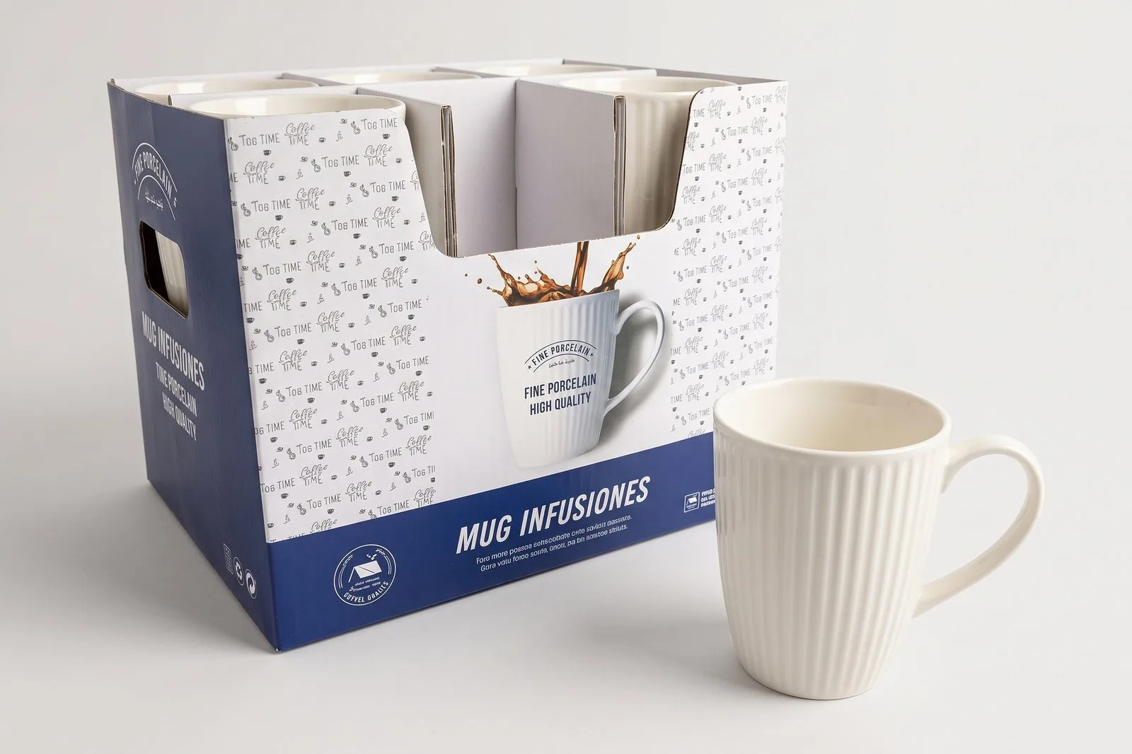 Porcelain Mug 330 ml – White Ribbed