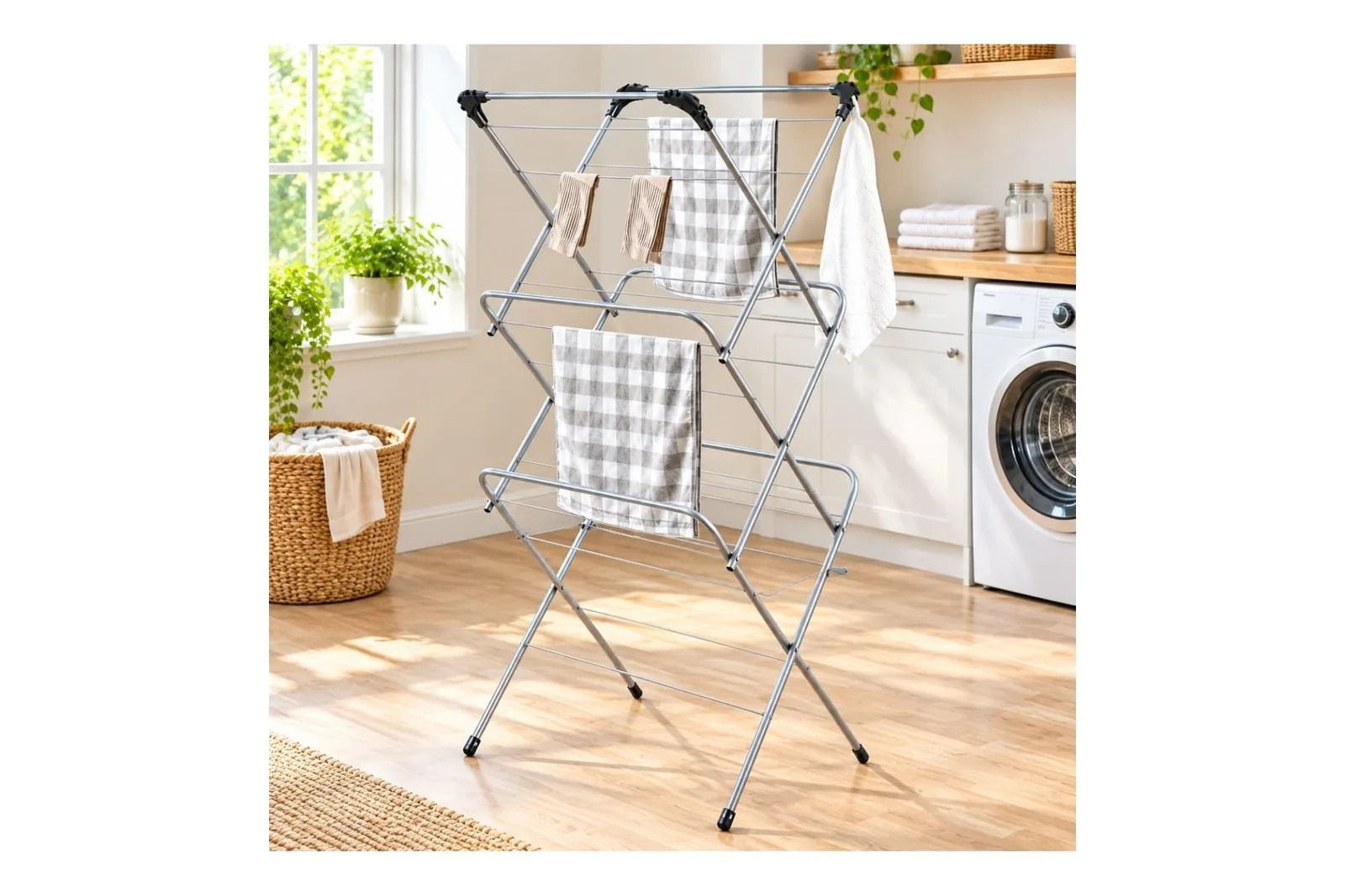 Foldable 3 Tier Clothes Airer Black