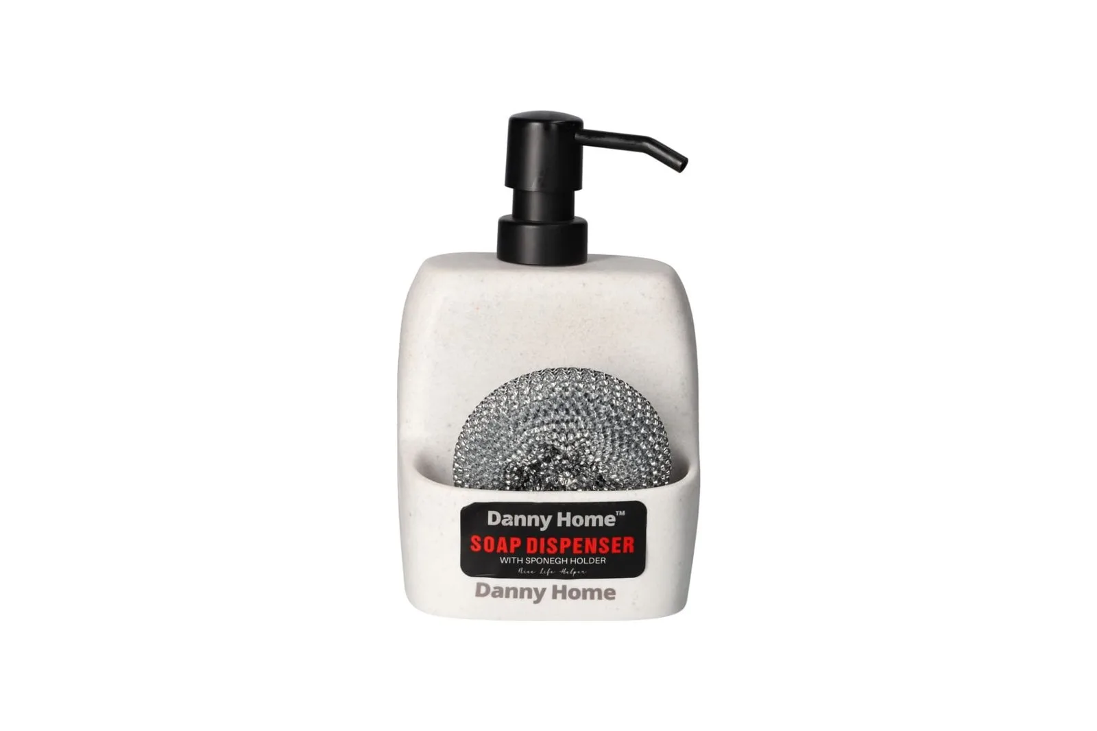 Speckled Poly Resin Soap Dispenser with Scourer Holder