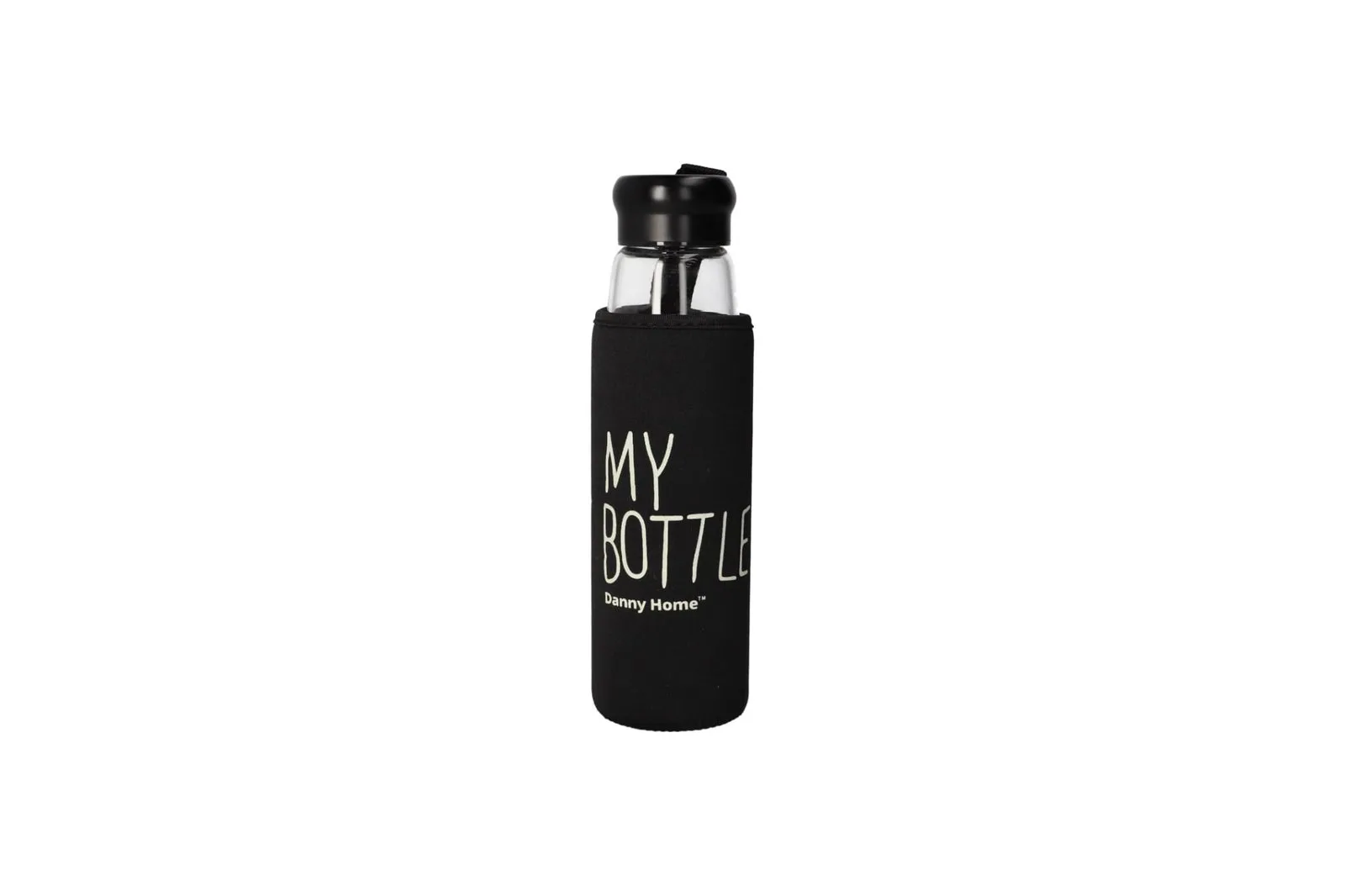 Glass Water Bottle with Protective Cover Pink 550 ml
