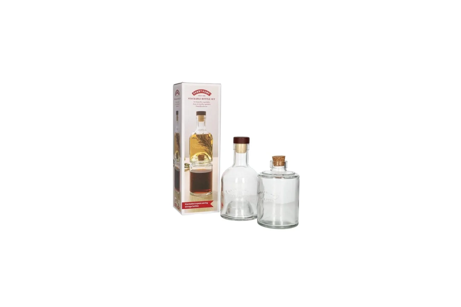 Stackable Glass Oil and Sauce Bottles 2 Pcs
