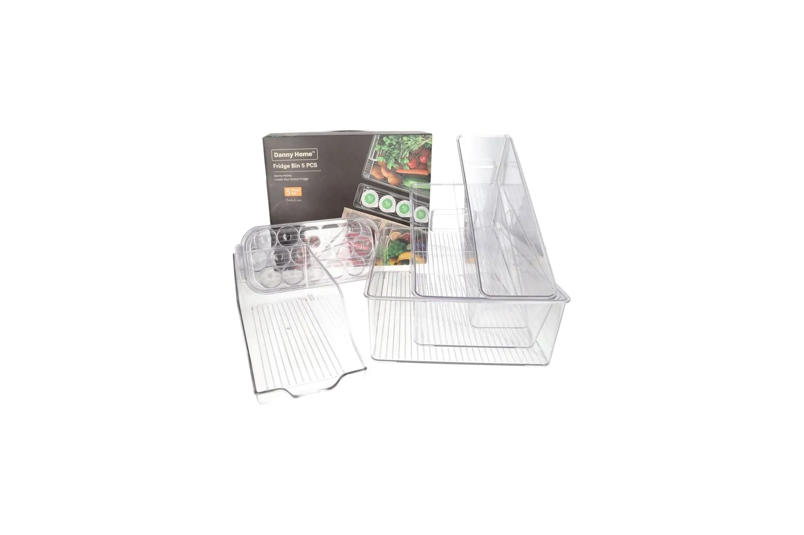 Clear Fridge Storage Bins Set 5 Pcs