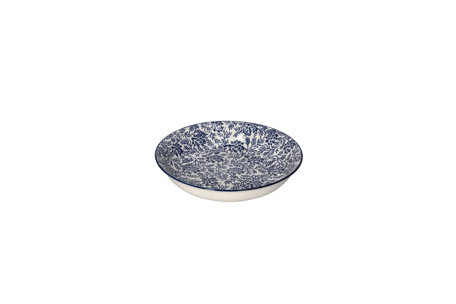 Porcelain Floral Pasta Plate Navy Rim