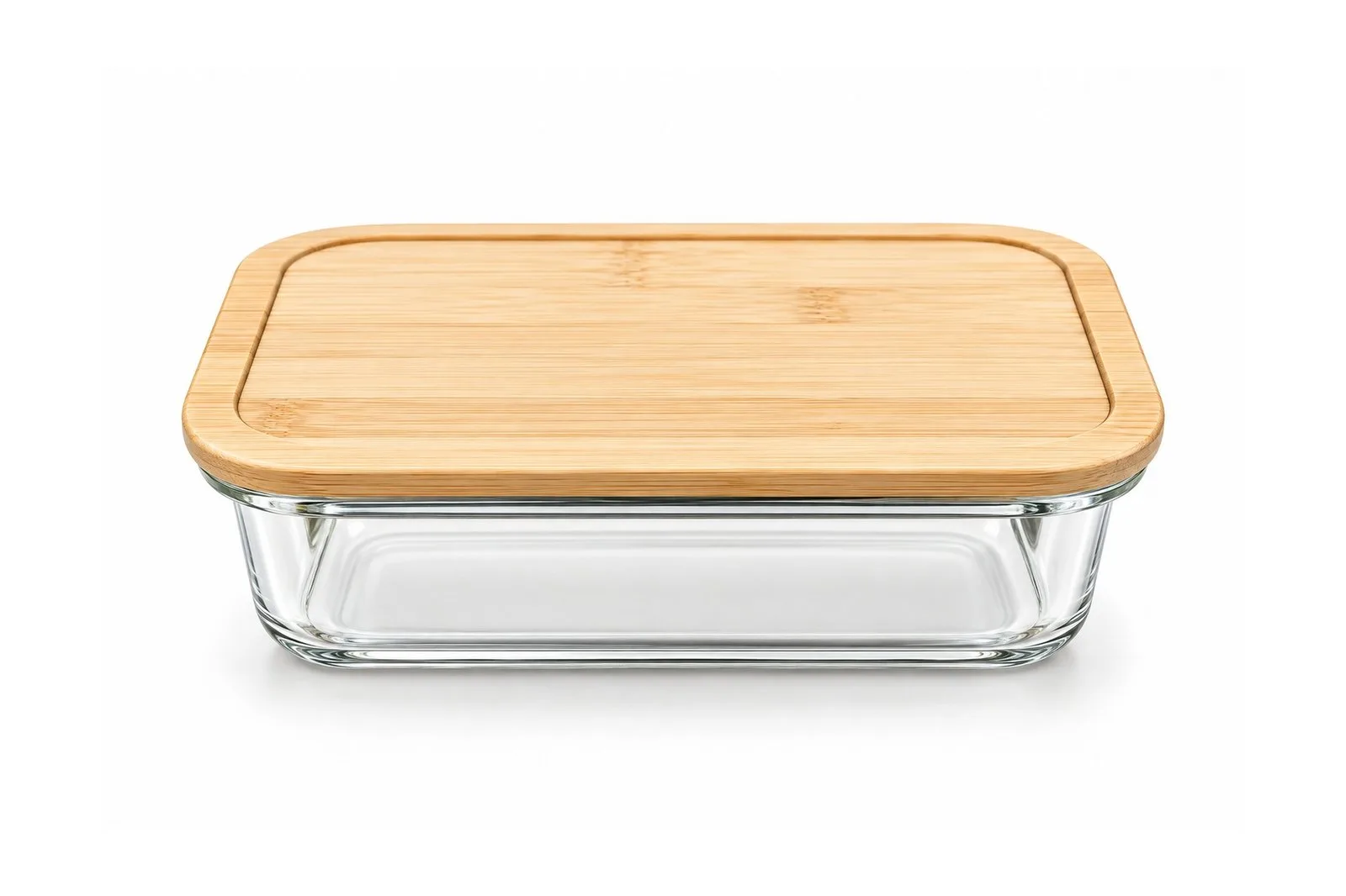 Rectangular Glass Food Container with Bamboo Lid 1 L