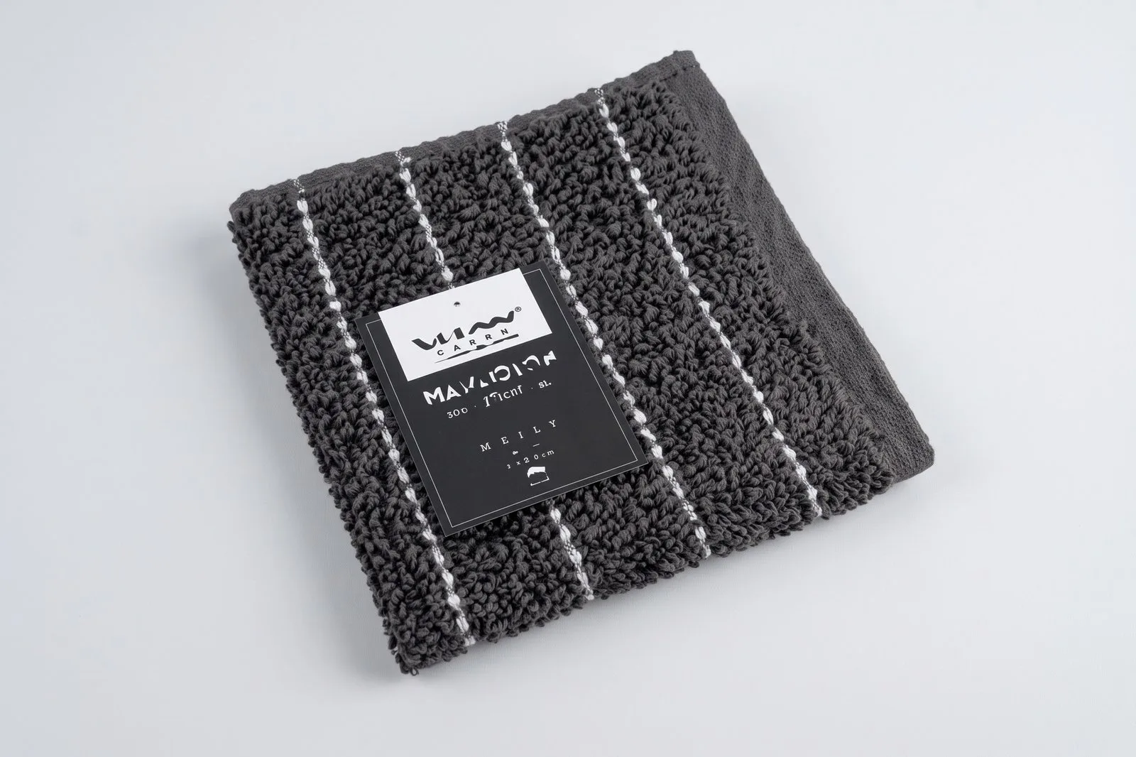 Cotton Hand Towel 30 x 30 cm – Dark Grey Striped