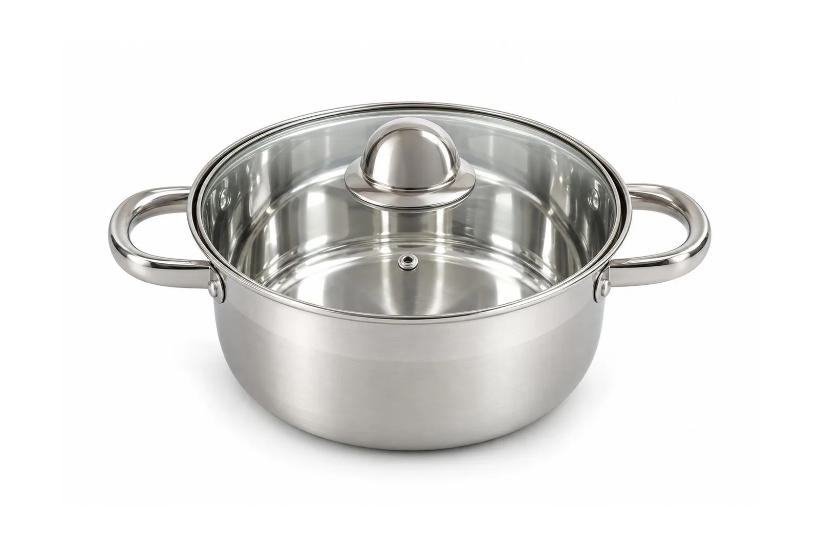 Stainless Steel Premium Polished Casserole with Glass Lid 20 cm – 3.4 L