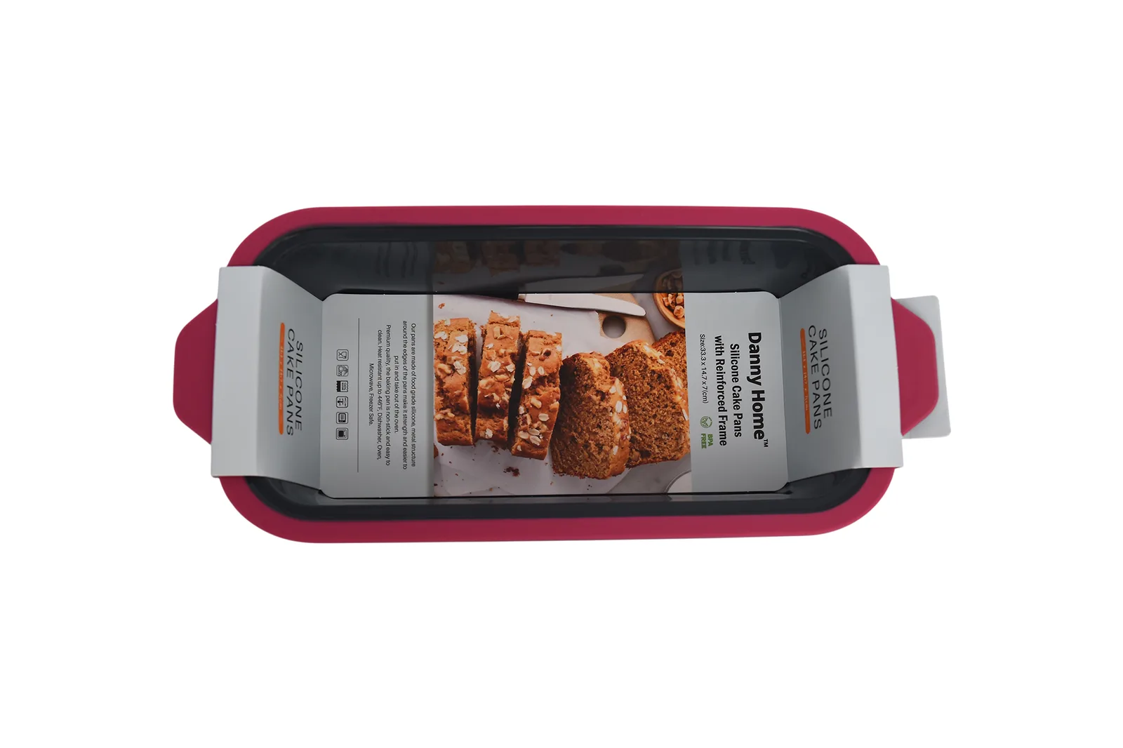 Silicone Loaf Pan with Reinforced Frame 33 cm – Grey and Pink