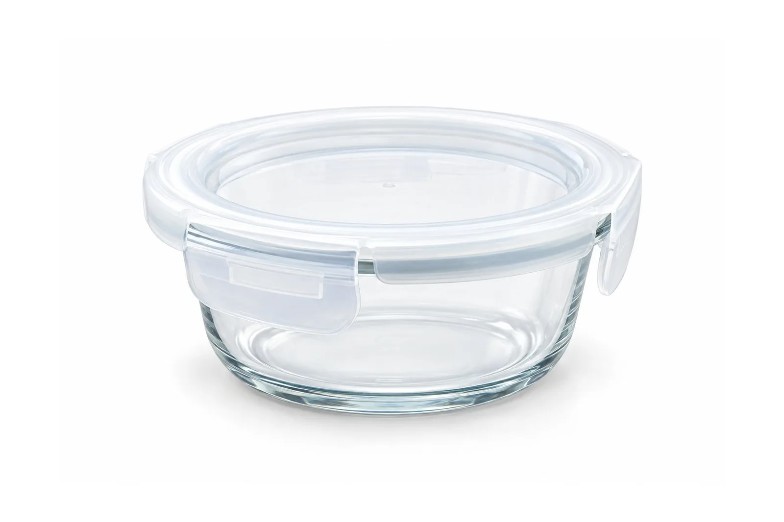 Round Glass Food Container 635 ml – Clear Locking Lid