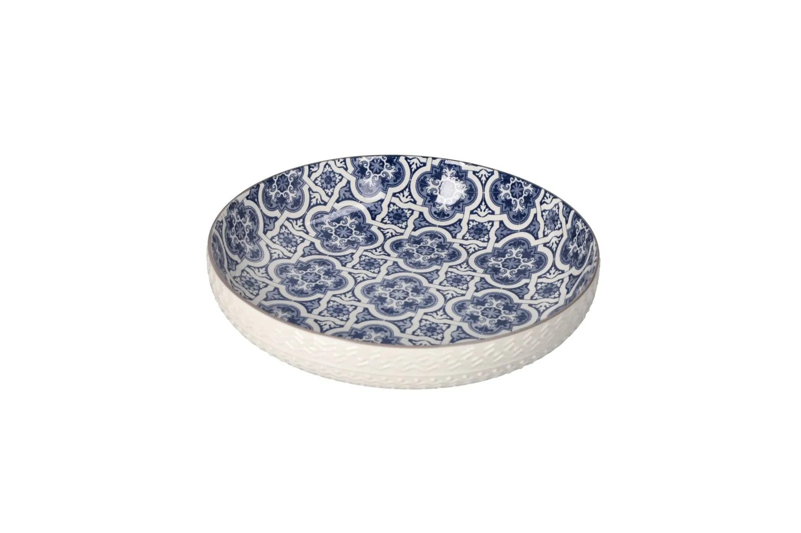 Porcelain Bohemian Floral Salad Bowl Navy