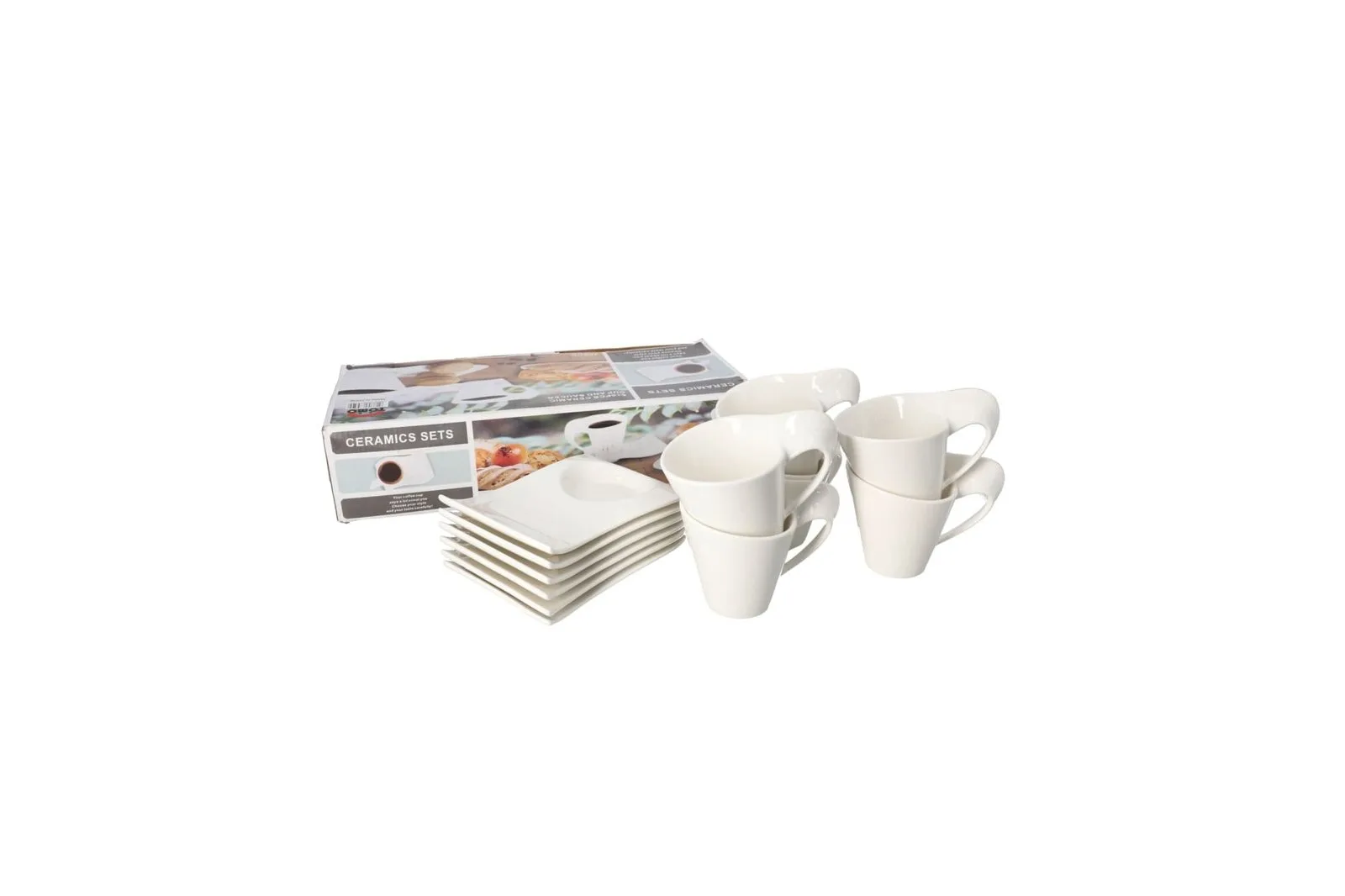 Porcelain Wavy Cup and Saucer Set 12 Pcs 190 ml