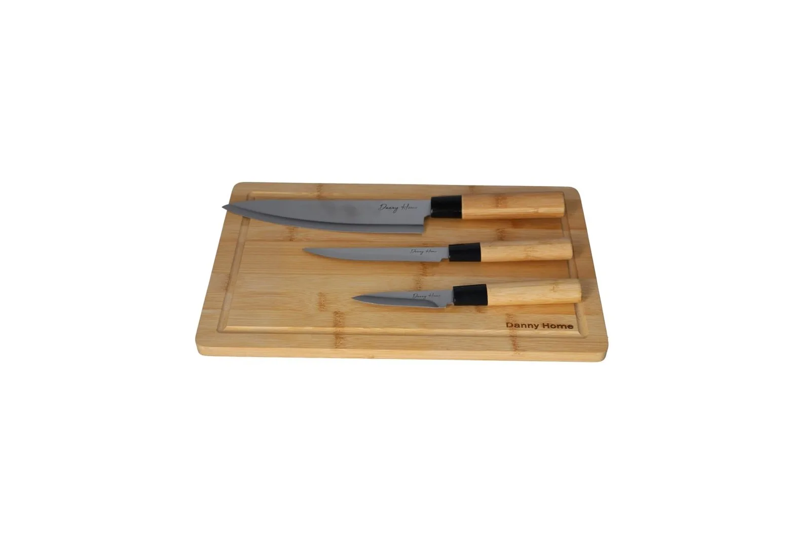 Kitchen Knife Set with Bamboo Cutting Board 4 Pcs